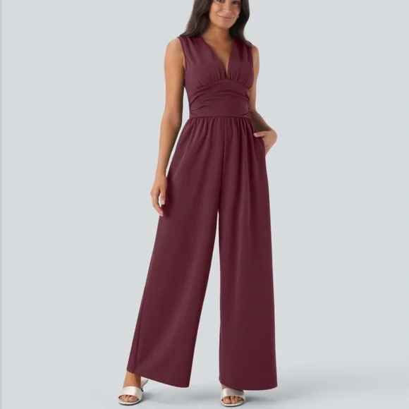 HALARA Burgundy Sleeveless Jumpsuit - Picture 2 of 11